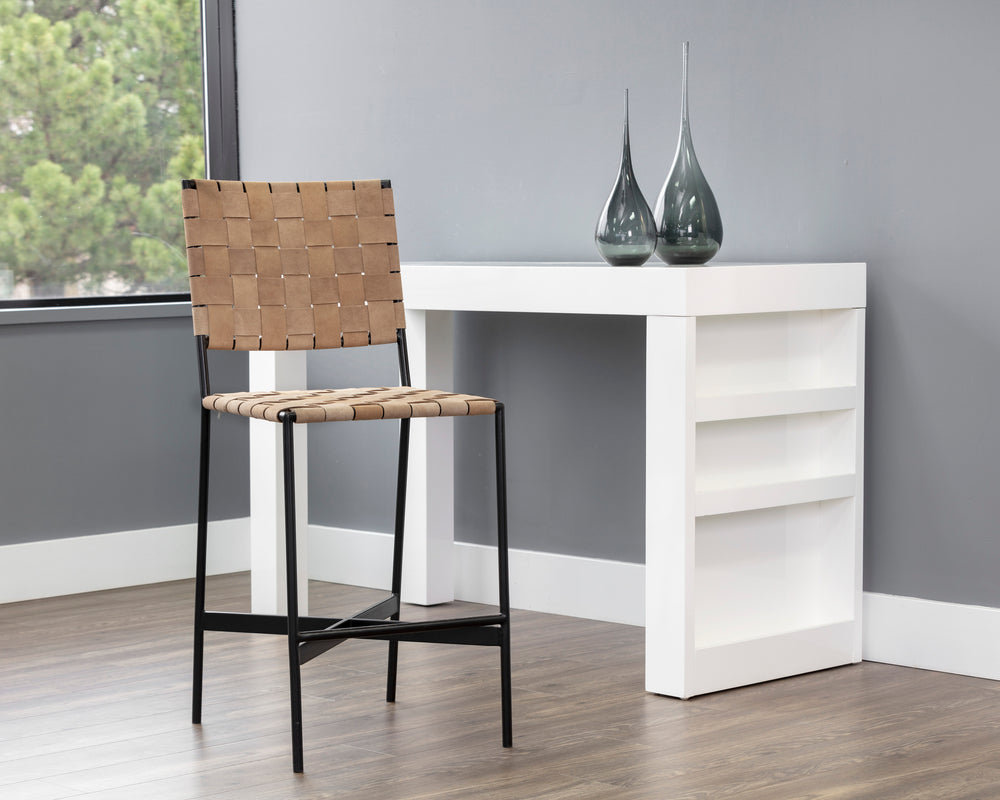 OMARI COUNTER STOOL - SUEDE LIGHT TAN LEATHER