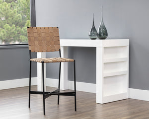 OMARI COUNTER STOOL - SUEDE LIGHT TAN LEATHER