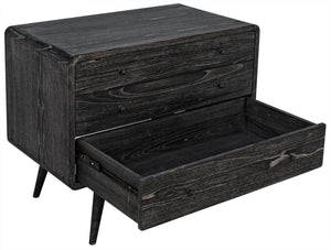 Bart Chest in Cinder Black Mindi and Veneer with Brass Pulls