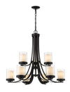 Willow 9 Light Chandelier in Matte Black Finish
