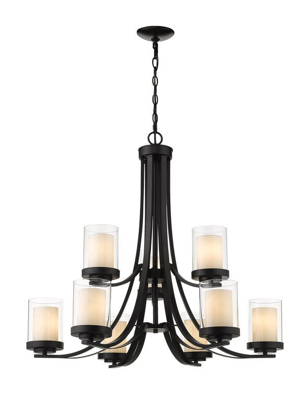 Willow 9 Light Chandelier in Matte Black Finish