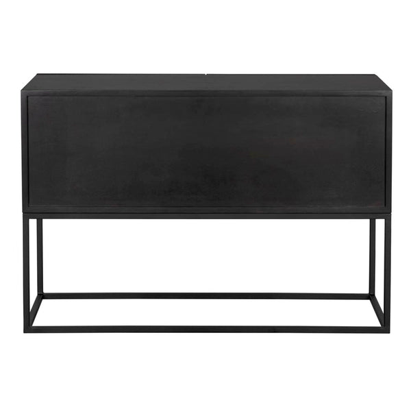 Small Zurich Console, Ebony Walnut with Iron