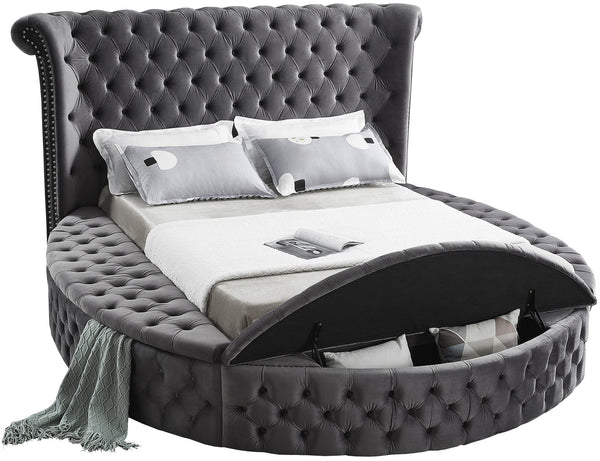 Lorena King Bed In Grey Velvet