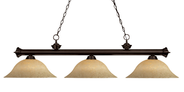 Riviera 3 Light Billiard Light in Bronze Finish