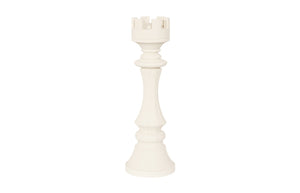 Rook Chess Sculpture, Cast Stone White, Smallallall