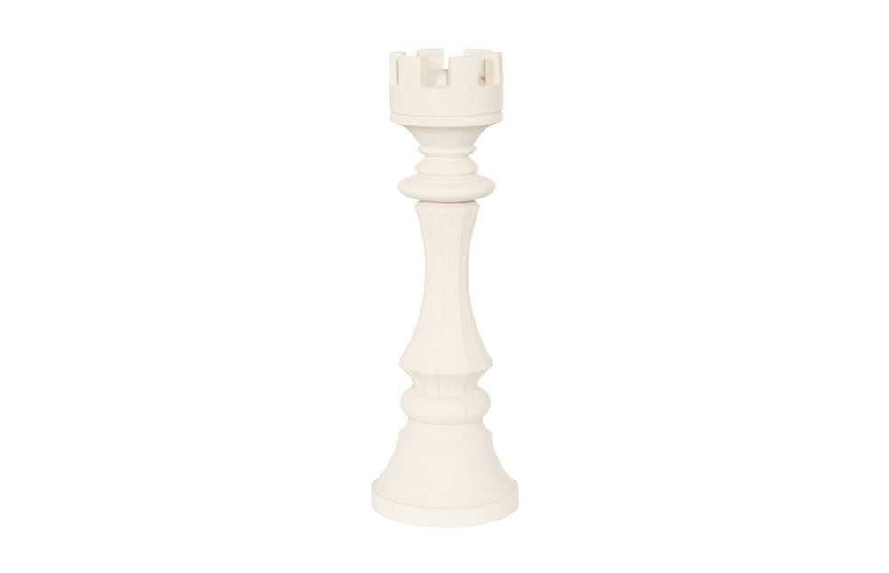 Rook Chess Sculpture, Cast Stone White, Smallallall