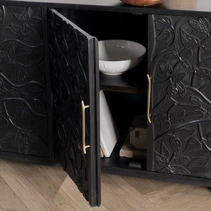 Albero Solid Wood 4Dr Buffet - Handcrafted Black Finish
