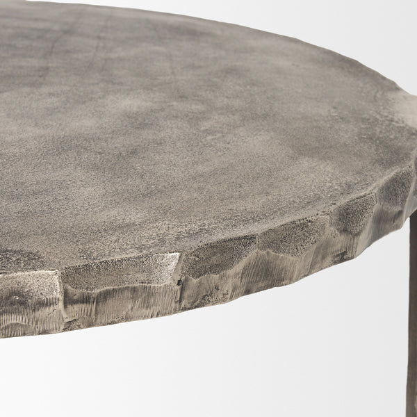 Randy Silver Nickel Cast Aluminum Metal Coffee Table