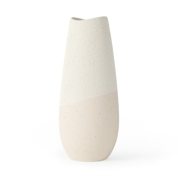 Salar 5.9L x 5.9W x 14.0H Cream Conical Crackled Ceramic Vase