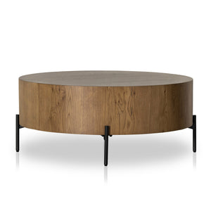 Eaton Drum Coffee Table in Amber Oak Resin