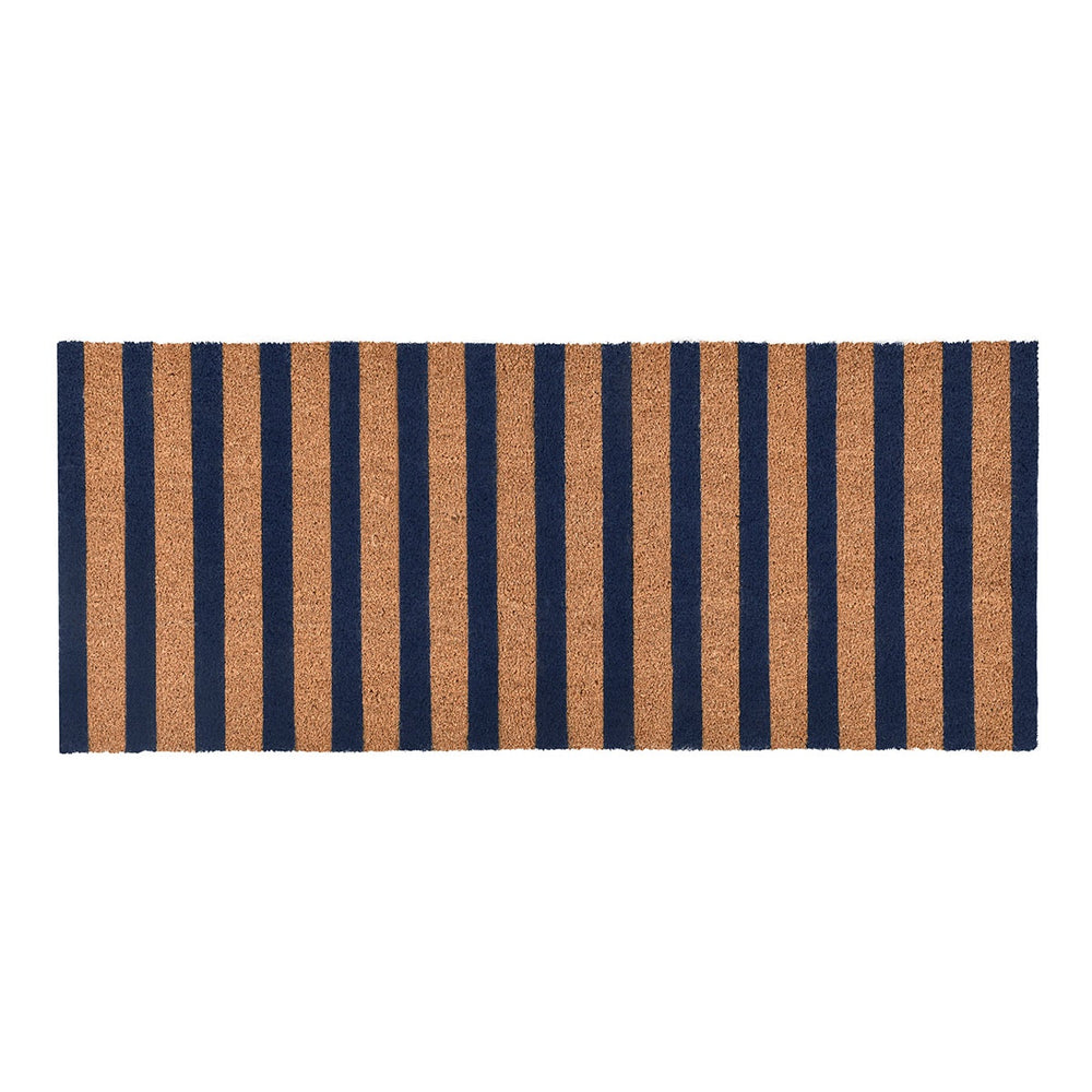 Striped Doormat 24x57 - Eco-Friendly Coconut Fiber, Navy/Natural