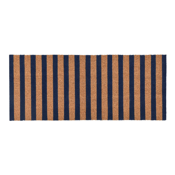 Striped Doormat 24x57 - Eco-Friendly Coconut Fiber, Navy/Natural