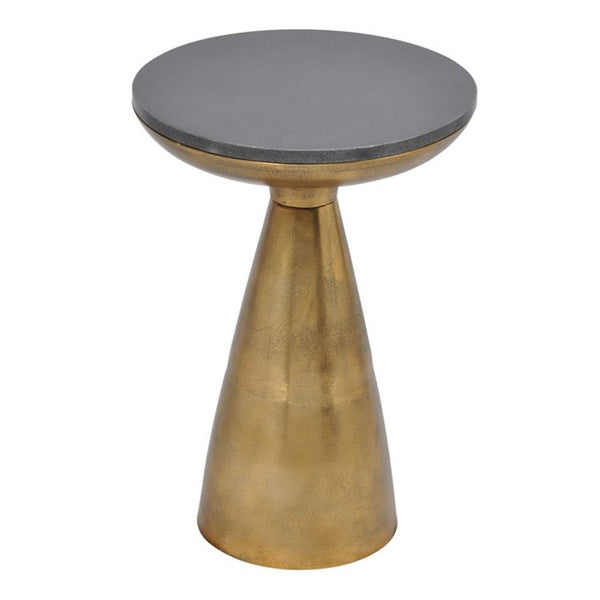Moe's Font Side Table Brass with Granite Top