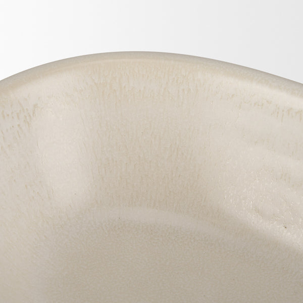 Tyren Cream Glazed Decorative Oblong Ceramic Bowl
