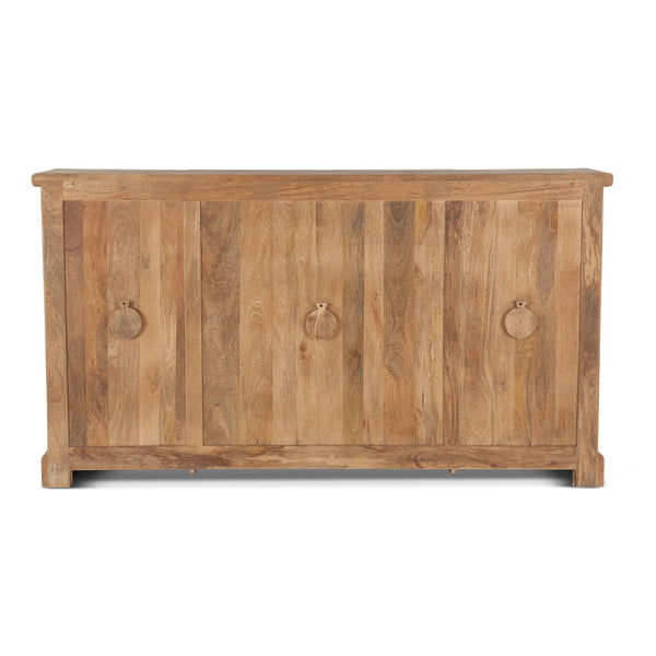 San Rafael 75-Inch Mango Wood Cabinet with Carved Lattice Work Doors
