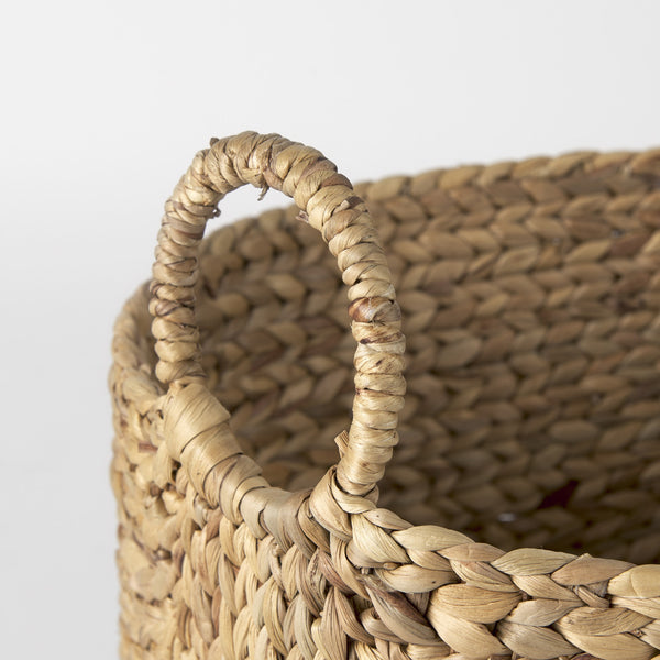 Sivan 19.7L x 19.7W x 23.6H (Set of 3) Light Brown Water Hyacinth Round Basket W/ Handles
