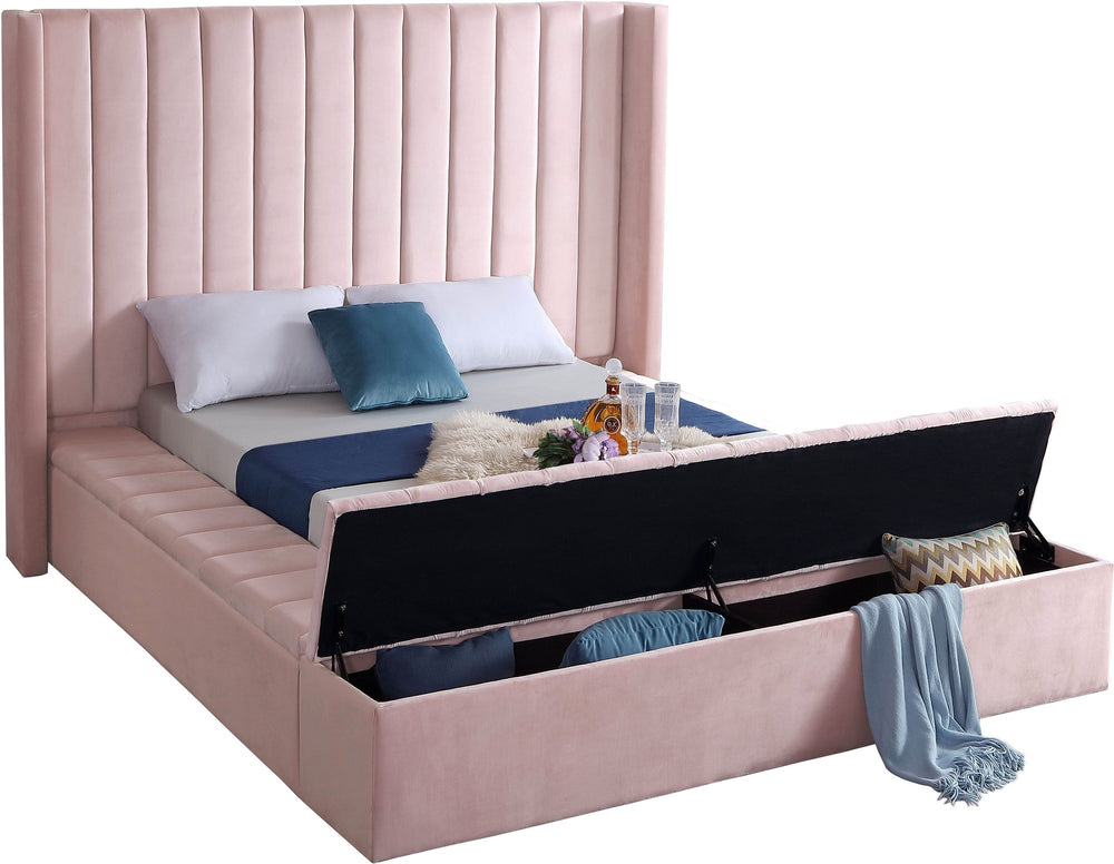 Joanne Full Bed In Pink Velvet
