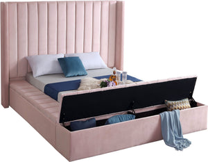 Joanne Full Bed In Pink Velvet