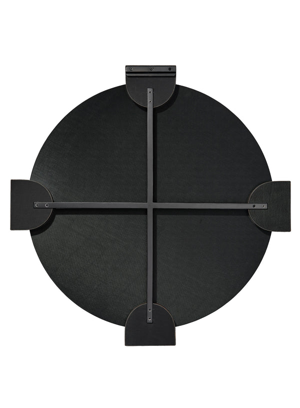 Quadrant Leather Round Wall Mirror