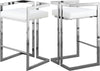 Winifred Stool In White Faux Leather and Chrome