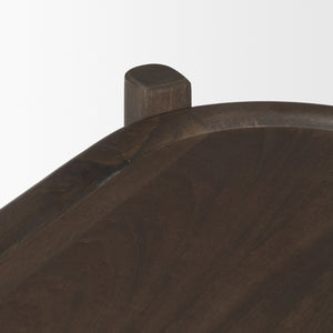 Romi Dark Brown Wood w/ 3 Shelves Oval Console Table