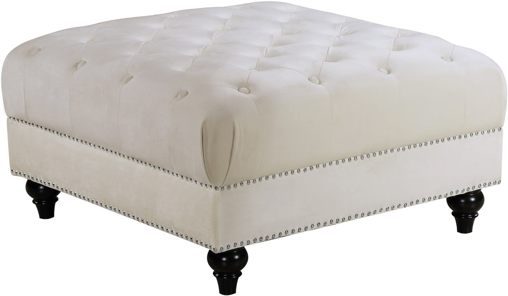 Loretta Ottoman In Cream Velvet