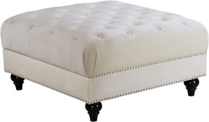 Loretta Ottoman In Cream Velvet