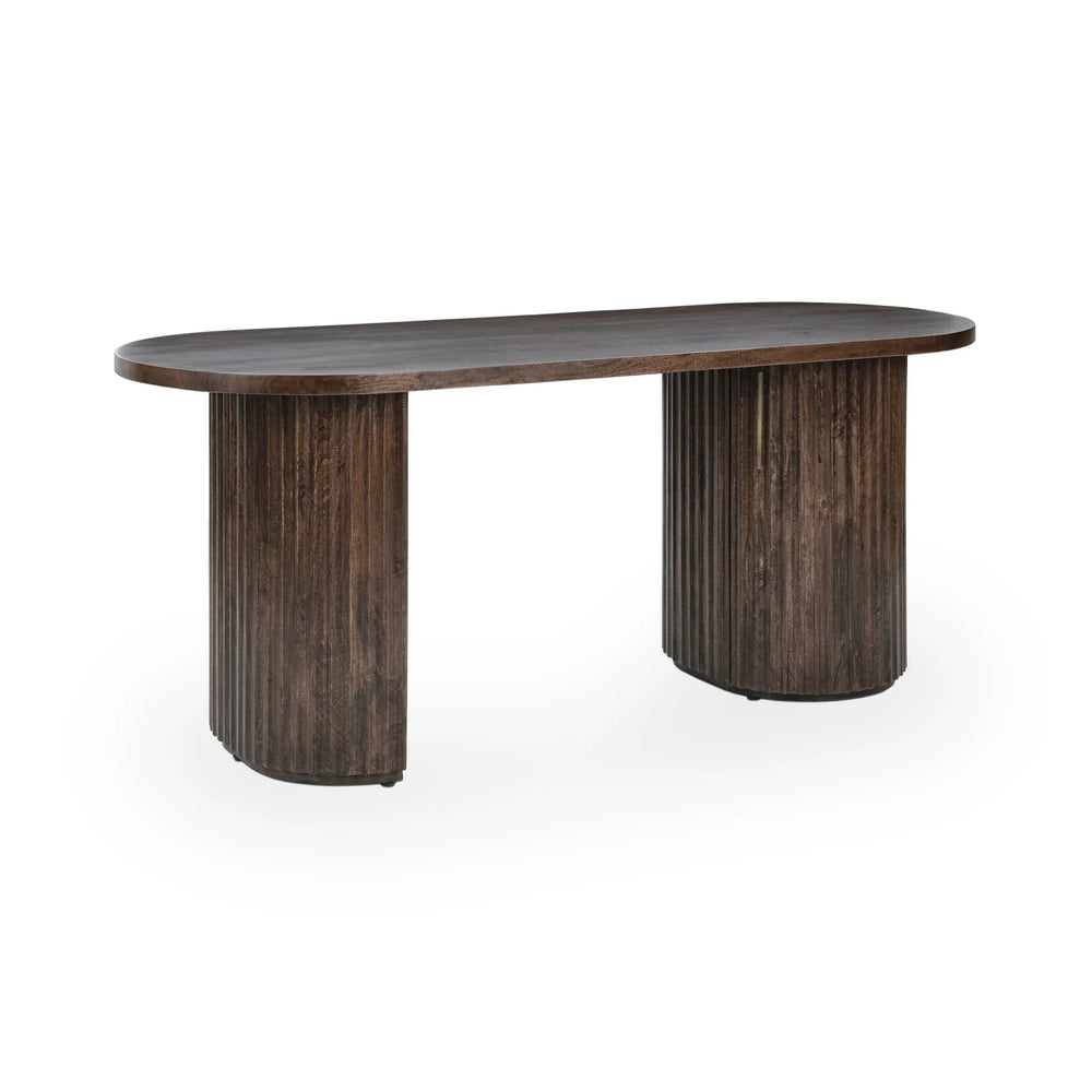 Redford Solid Wood Desk with Storage - Kona Brown