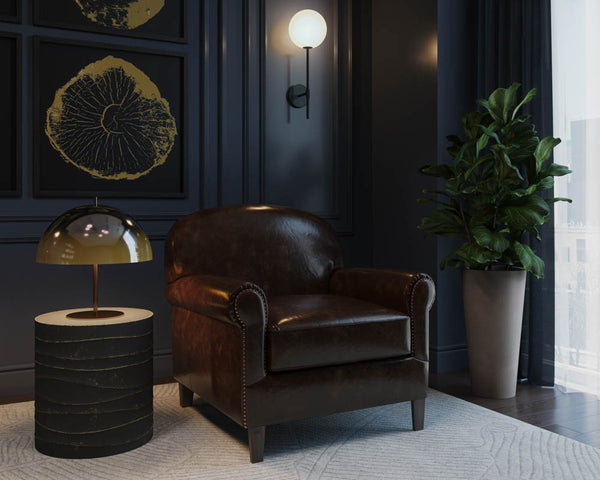 BASTONI LOUNGE CHAIR - CHOCOLATE LEATHER