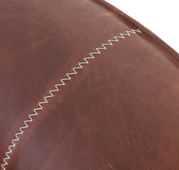 Martel Leather Club Chair - Spiced Brown with Oak Legs