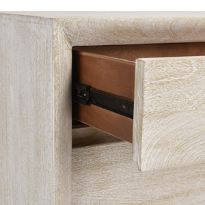 Reece Solid Wood Nightstand with Shelf - Seashell White