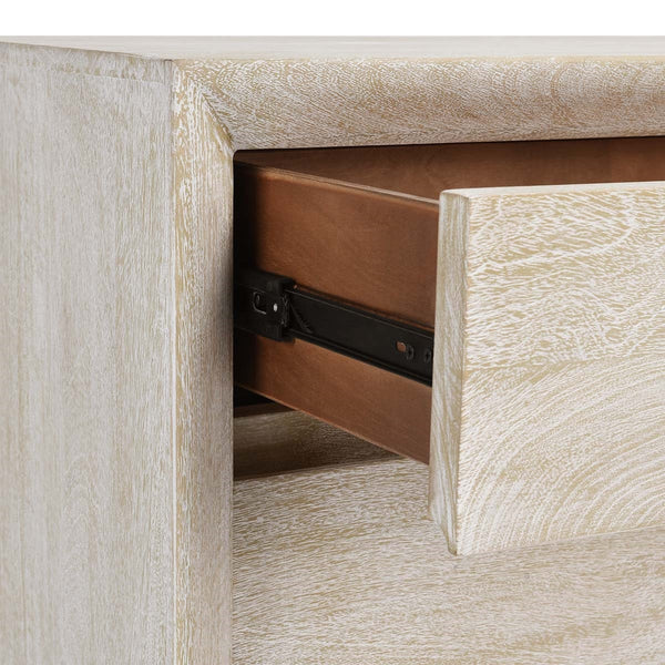 Reece Solid Wood Nightstand with Shelf - Seashell White