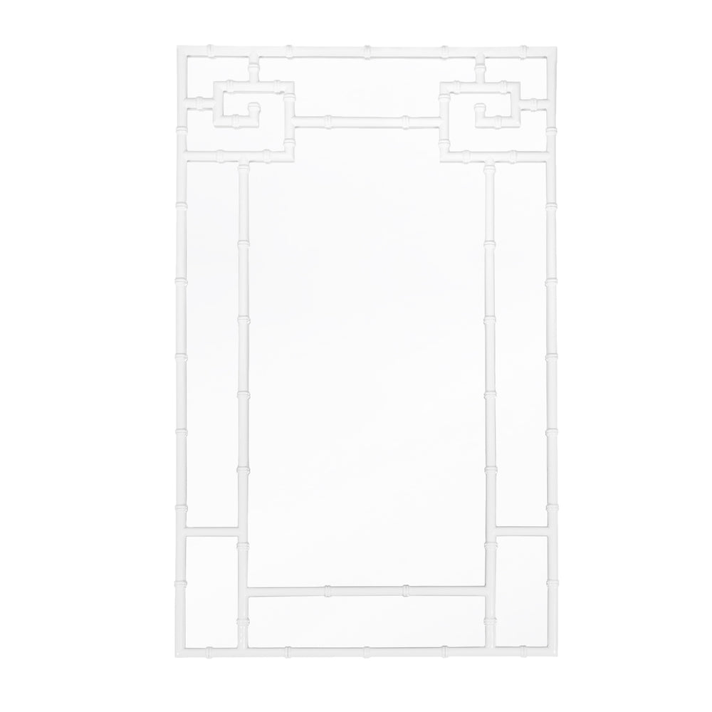 BAMBOO DETAIL MIRROR IN WHITE LACQUER