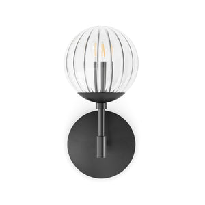 Sunset Sconce In Black Gunmetal And Clear Ribbon Glass
