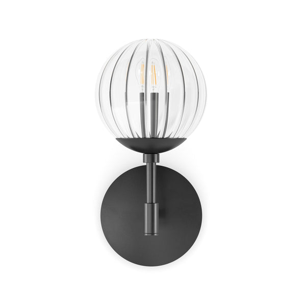 Sunset Sconce In Black Gunmetal And Clear Ribbon Glass