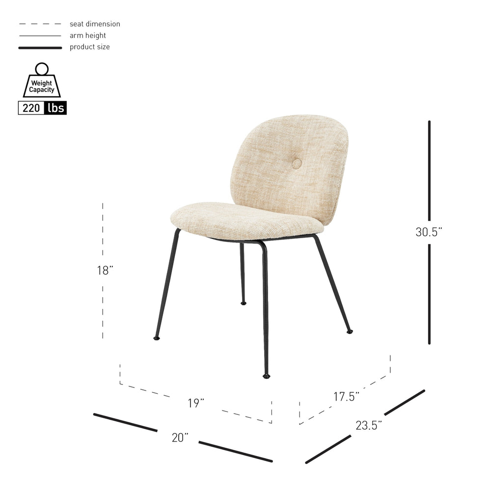 Nisha KD Chenille Dining Side Chair, Allure Cream