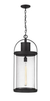 Roundhouse 1 Light Outdoor Chain Mount Ceiling Fixture in Black Finish