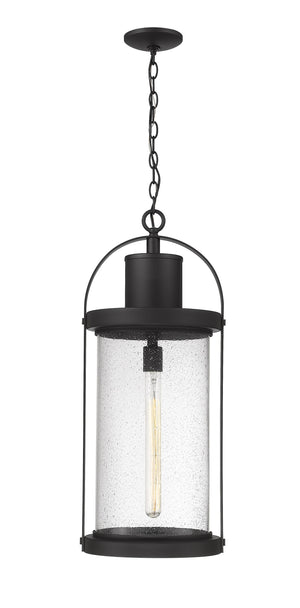 Roundhouse 1 Light Outdoor Chain Mount Ceiling Fixture in Black Finish