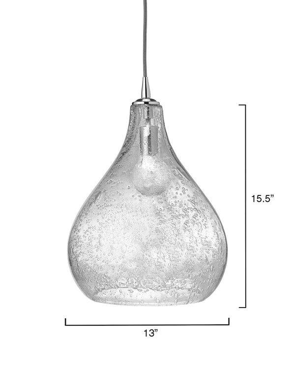 Curved Seeded Glass 1-Light Pendant, Large