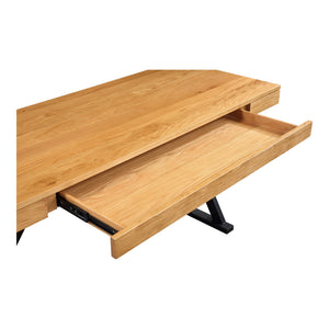 Moe's Profecto Desk in Natural Oak with Steel Frame