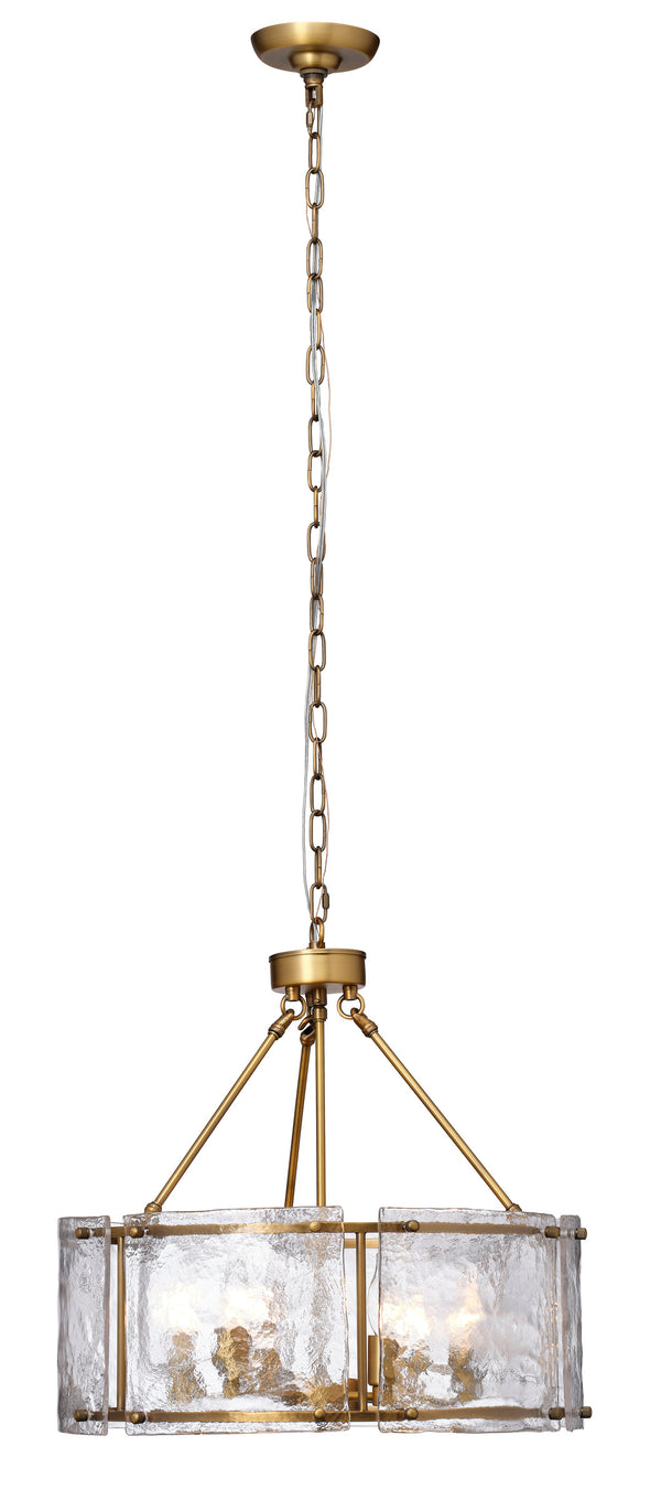 Glenn Large Round Metal 6-Light Chandelier, Antique Brass