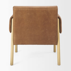 Ashton Brown Leather w/ Light Wood Accent Chair
