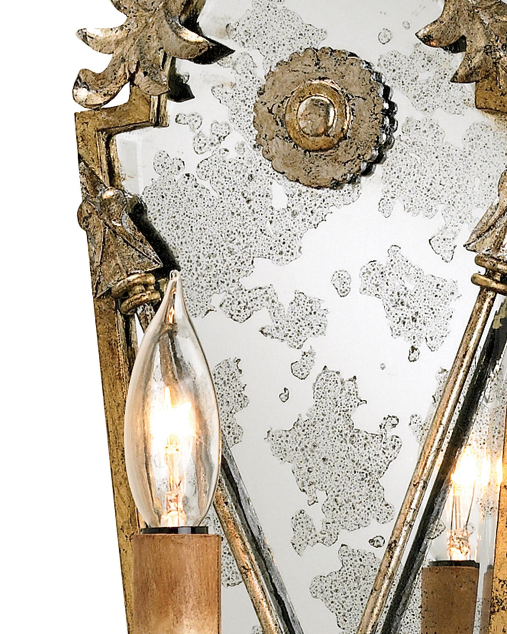 Napoli Wall Sconce In Gold Leaf & Majestic Silver Leaf & Antique Mirror
