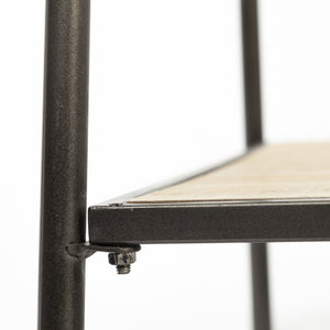 Carell 31L x 18W Black Metal And Wood Shelf Hall Tree