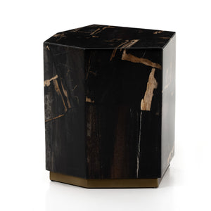 Shep End Table In Polished Petrified Wood