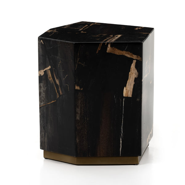 Shep End Table In Polished Petrified Wood