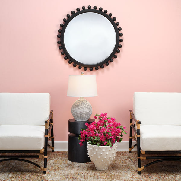  Dylan Wood Round Side Table, Charcoal