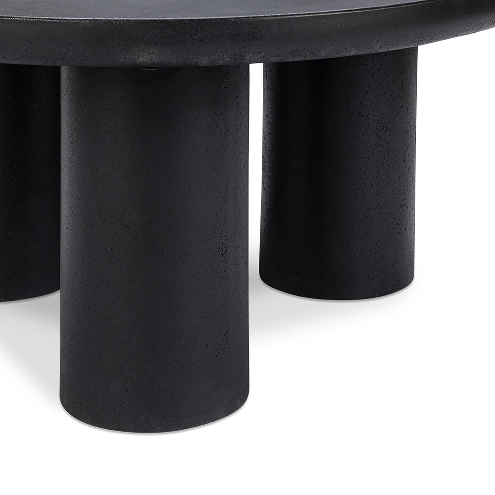 Anzio Outdoor Concrete Round Coffee Table - Black