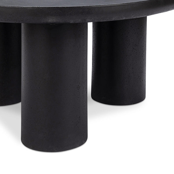 Anzio Outdoor Concrete Round Coffee Table - Black