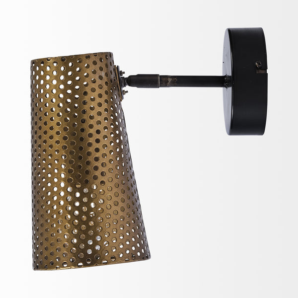 Wesley I 11x10.2 Gold Toned Perforated Metal Cone Wall Sconce